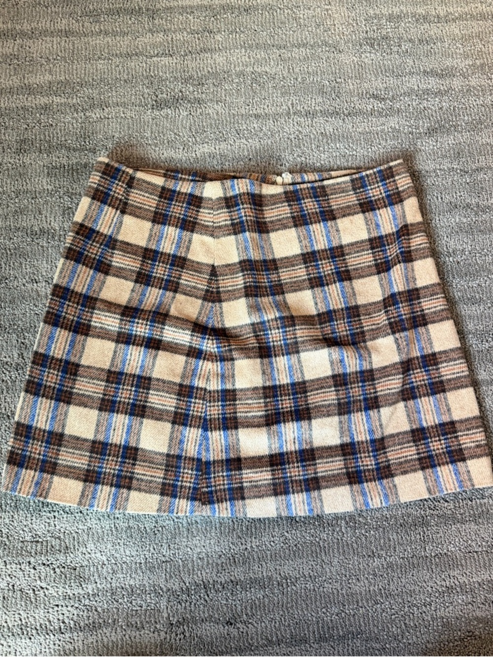 Aura Plaid Mini Skirt in Beige, Brown & Blue